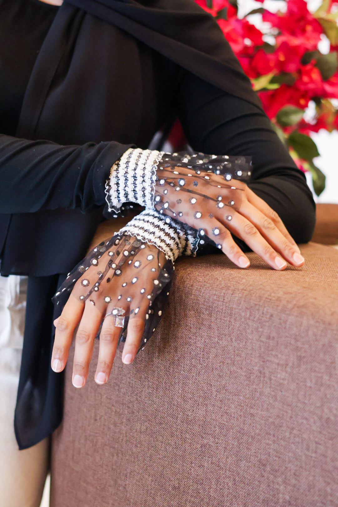 Polka dot wrist cuffs