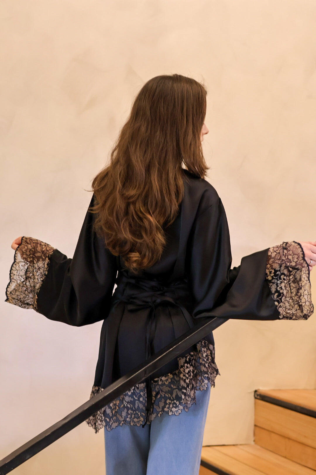 Black Lace Sleeve Top